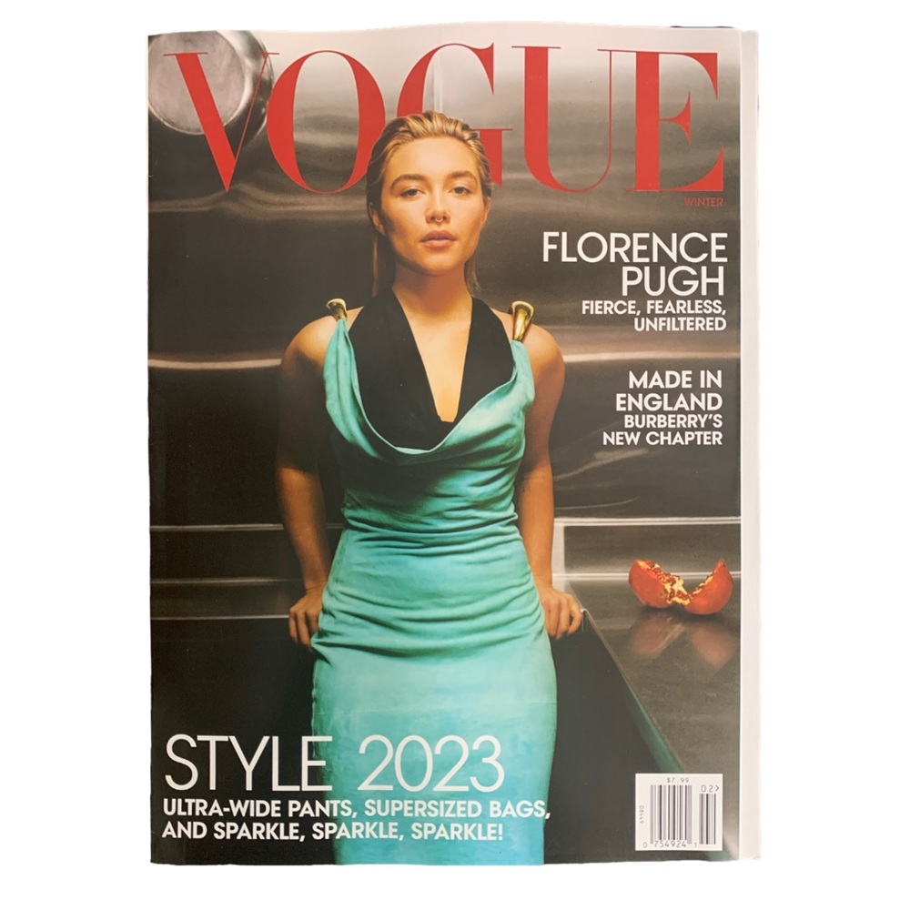 Vogue Magazine Winter 2023 Florence Pugh Unfiltered Burberry Style 2023 Sparkle